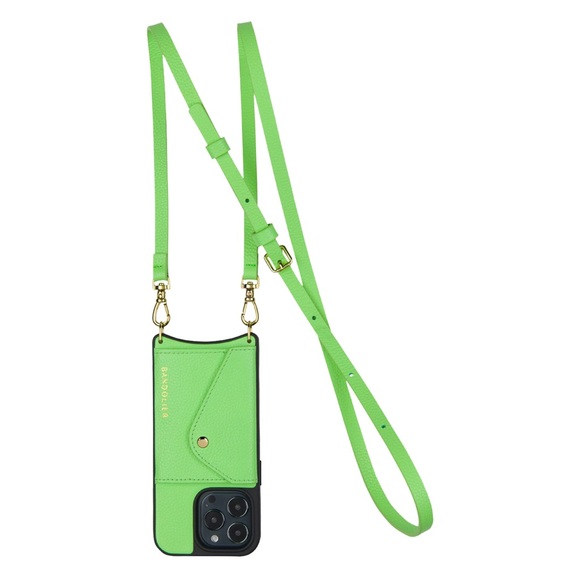 NWT Bandolier Green iPhone 14Pro Phone Case DESIGNER Celebrity Leather Wallet - Picture 6 of 8